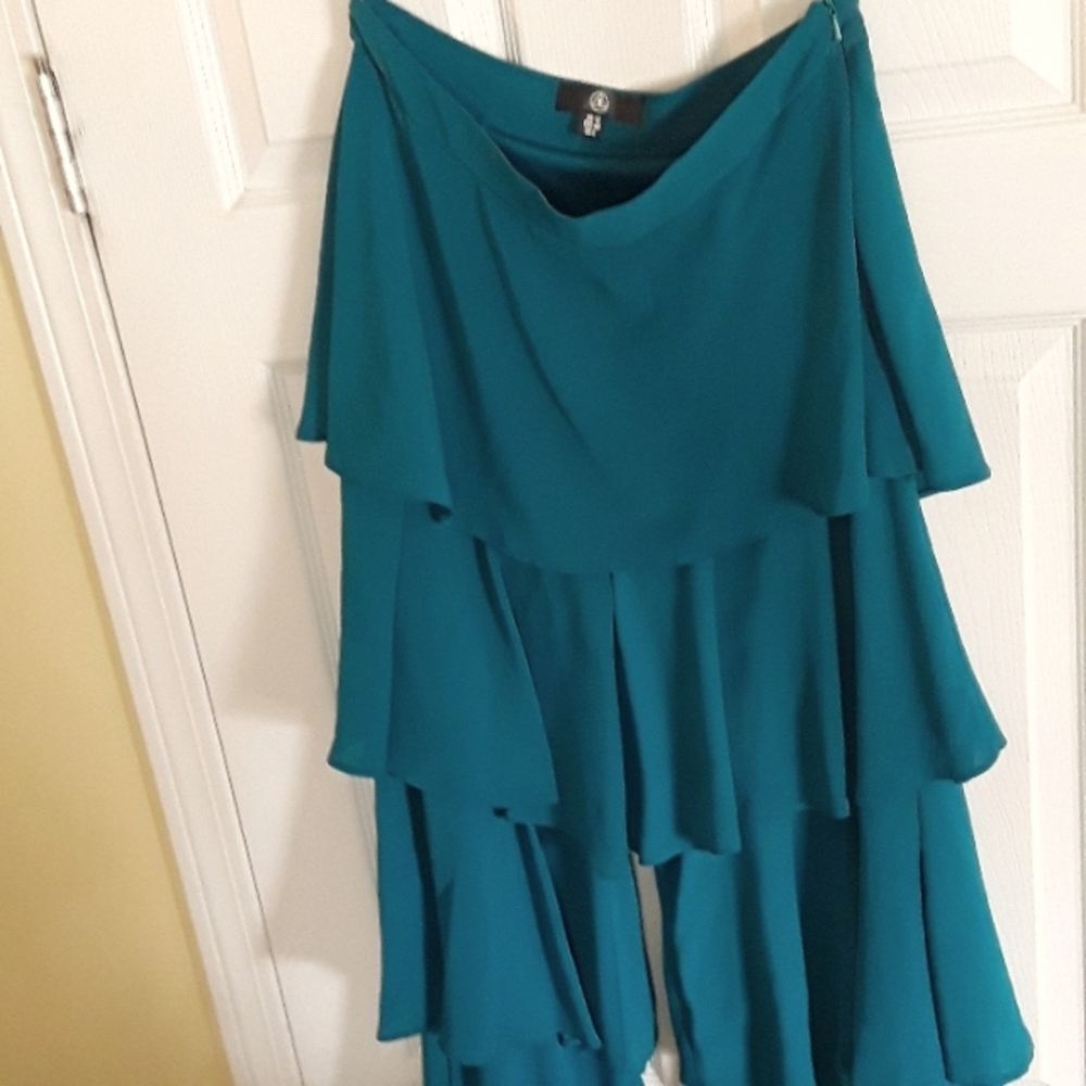 Teal Tiered Ruffle Wide Leg Flowy Pants Lined Missguided